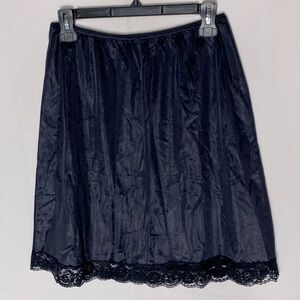 Vintage Black Slip Skirt Lingerie W Lace Trim L